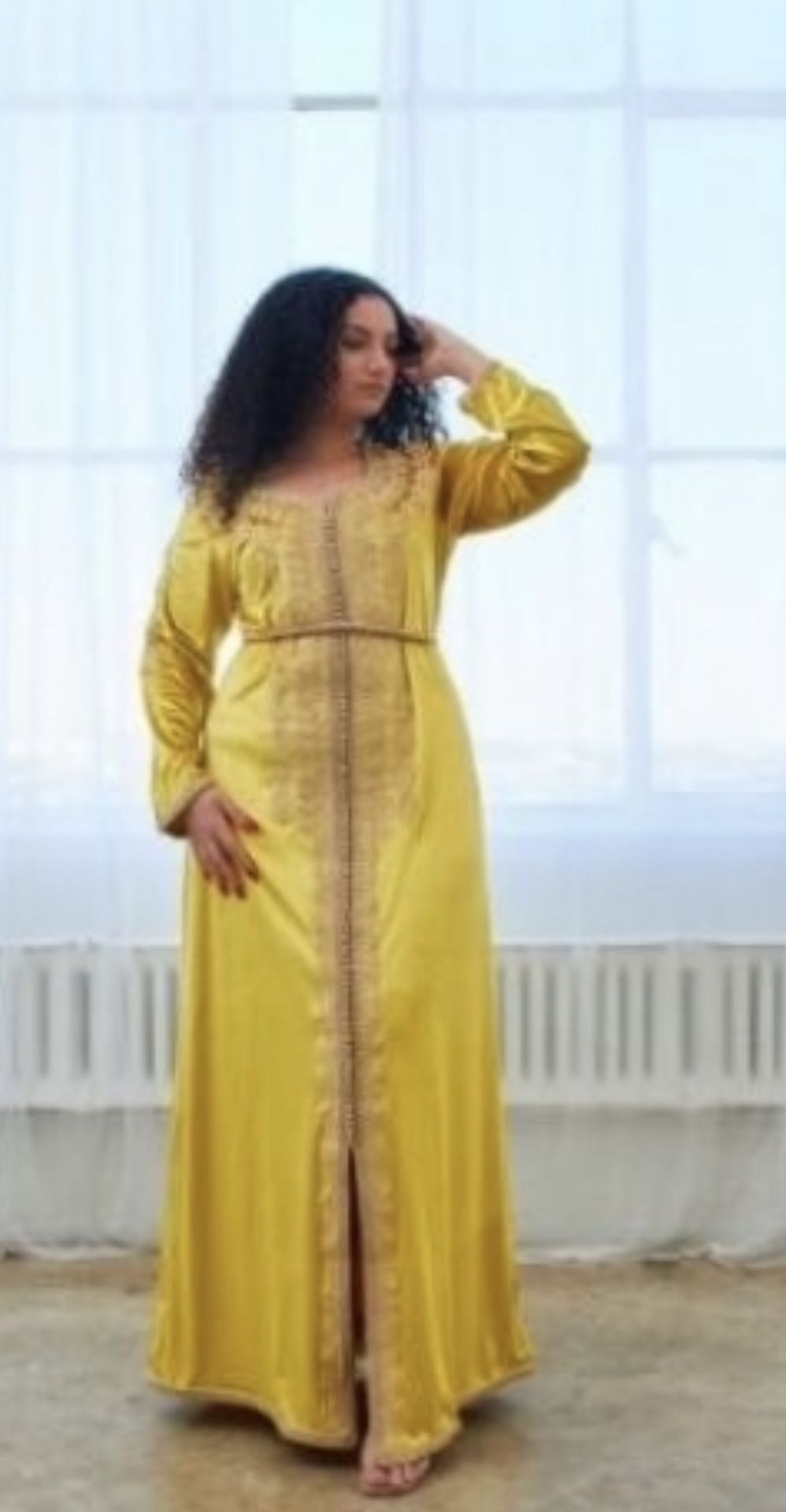 Beautiful Moroccan Kaftan/Formal Yellow color dress ! New. 