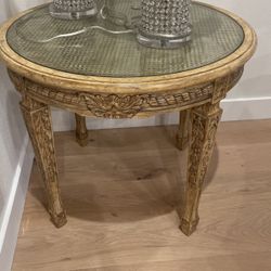 White Oak Wood Carved Foyer Table