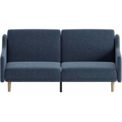 Merrick Lane Niklas Mid Century
Modern Split-Back Sofa Futon with 3 Recline Positions In Elegant Gray Faux Linen
Upholstery