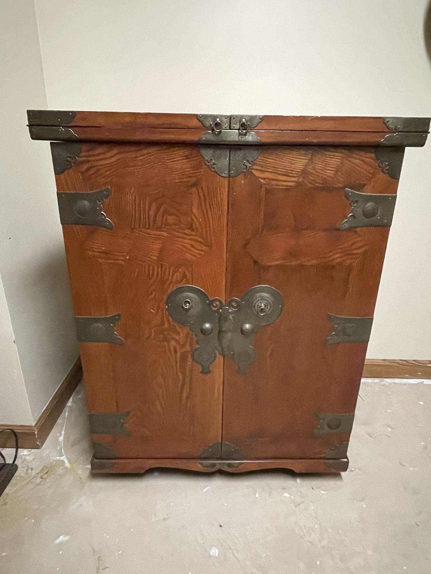 Vintage Asian-Inspired Bar Cabinet / Liquor Cabinet