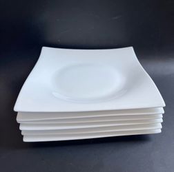 MAXWELL WILLIAMS MOTION SQUARE DINNER PLATES WHITE 10,5” LOT OF 6