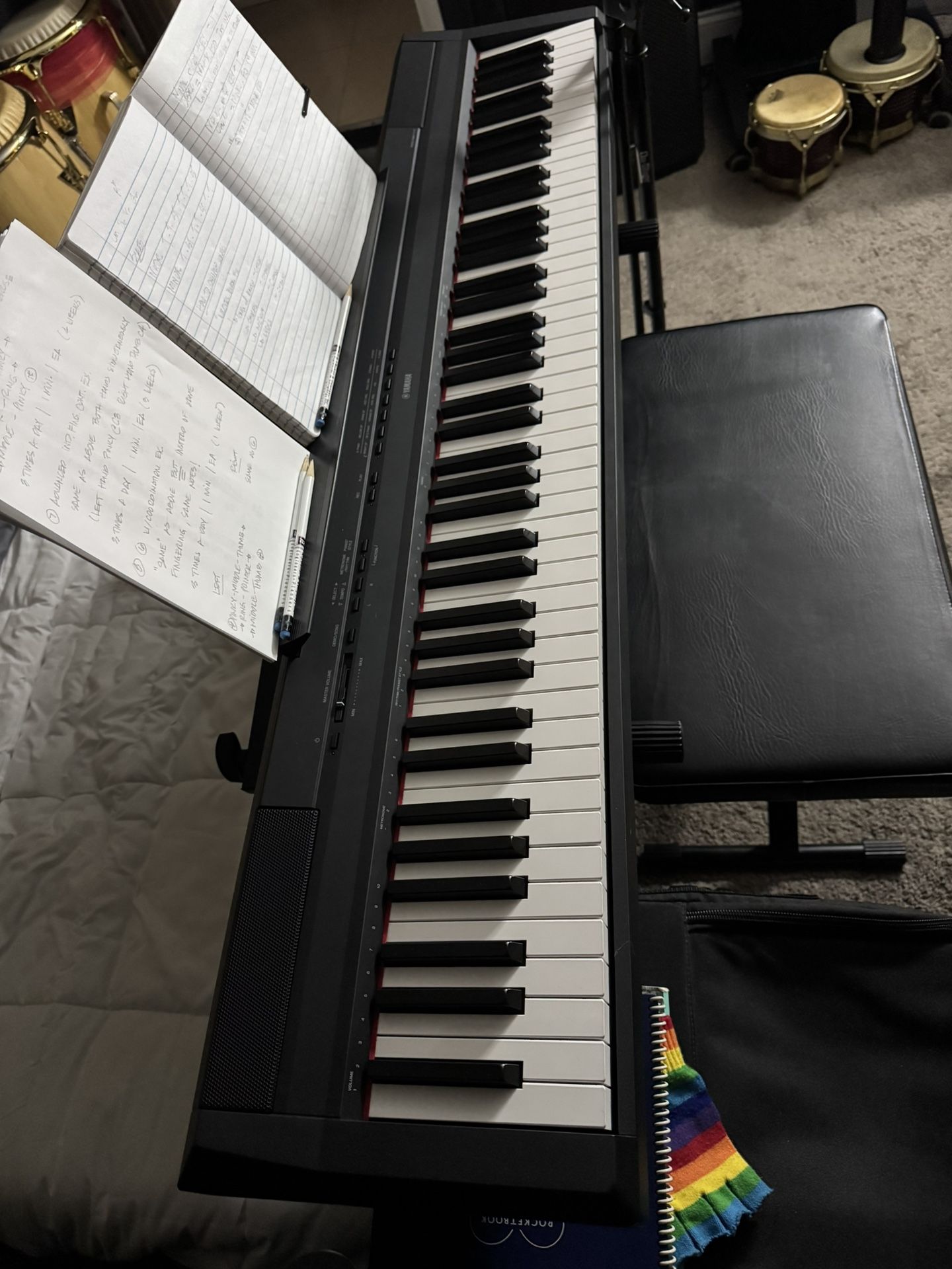 Yamaha P-115 Keyboard - Sustain Pedal - 2 Tier Stand - Bench