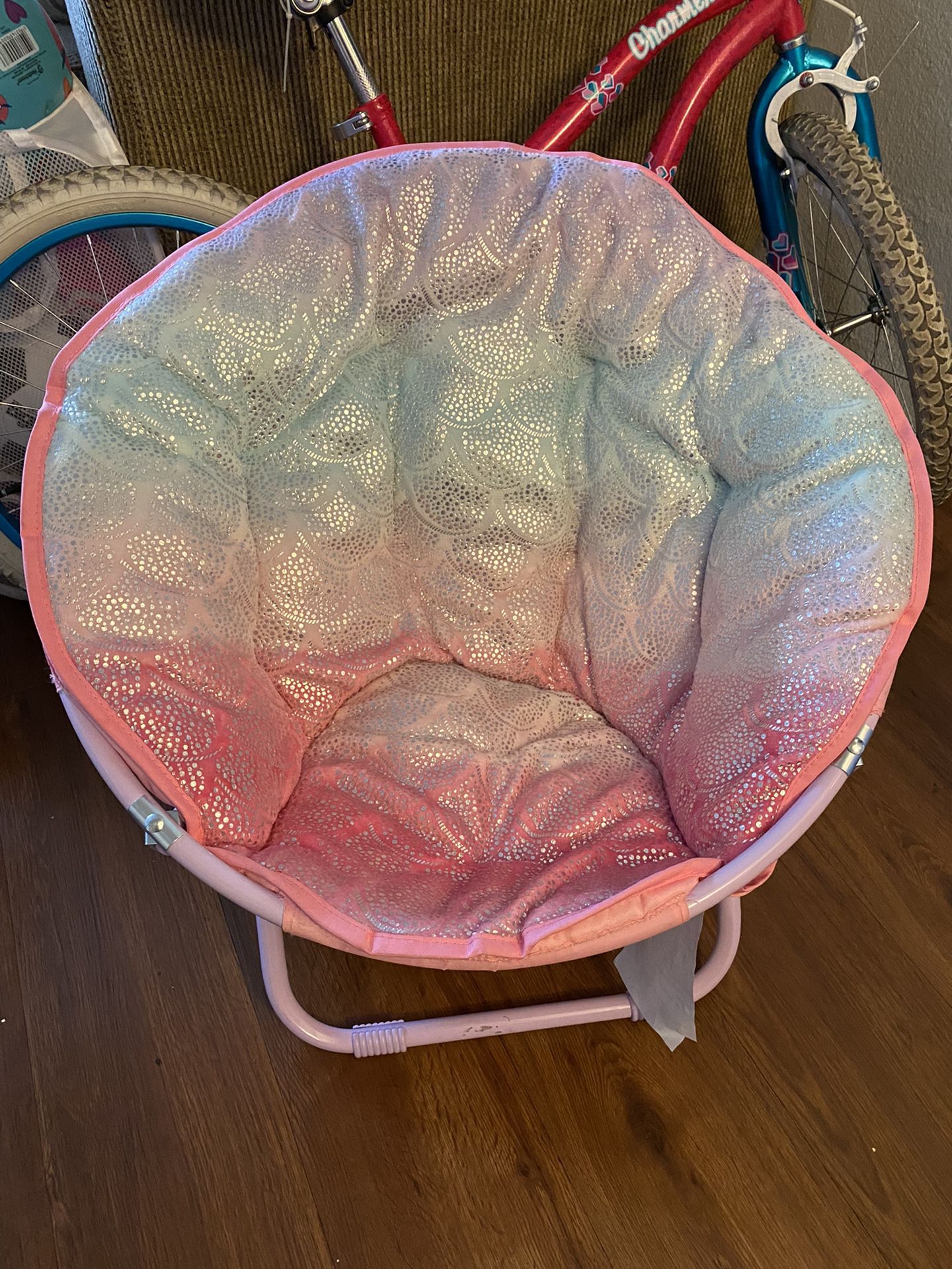 Kids Toddler Saucer Round Mermaid Teal chair