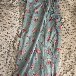 Blue Floral Bodycon Dress 