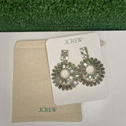 J. Crew Rhinestone Round Earrings NWT Brand New