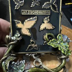 Jay Strongwater Butterfly & Floral Picture Frame – Jeweled & Hand-Enameled