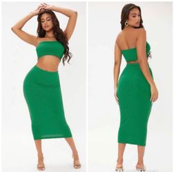 Medium green skirt set