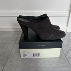 Liz Claiborne Gray Suede Mules - Size 8.5