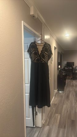 Black Lace Bodice Midi Dress