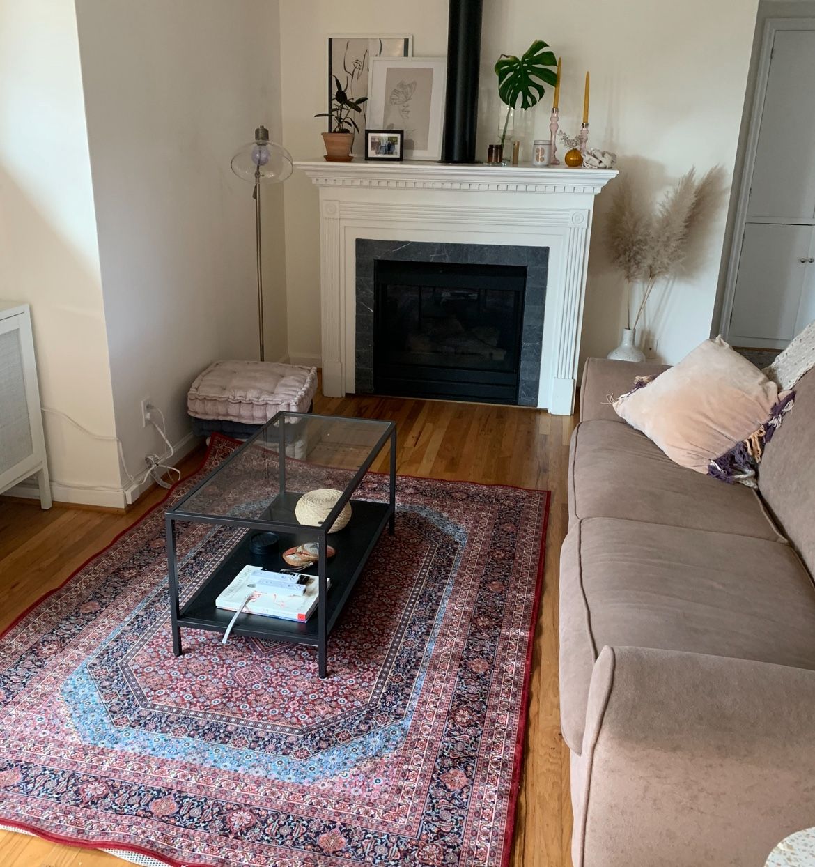 Glass & Black Coffee Table 