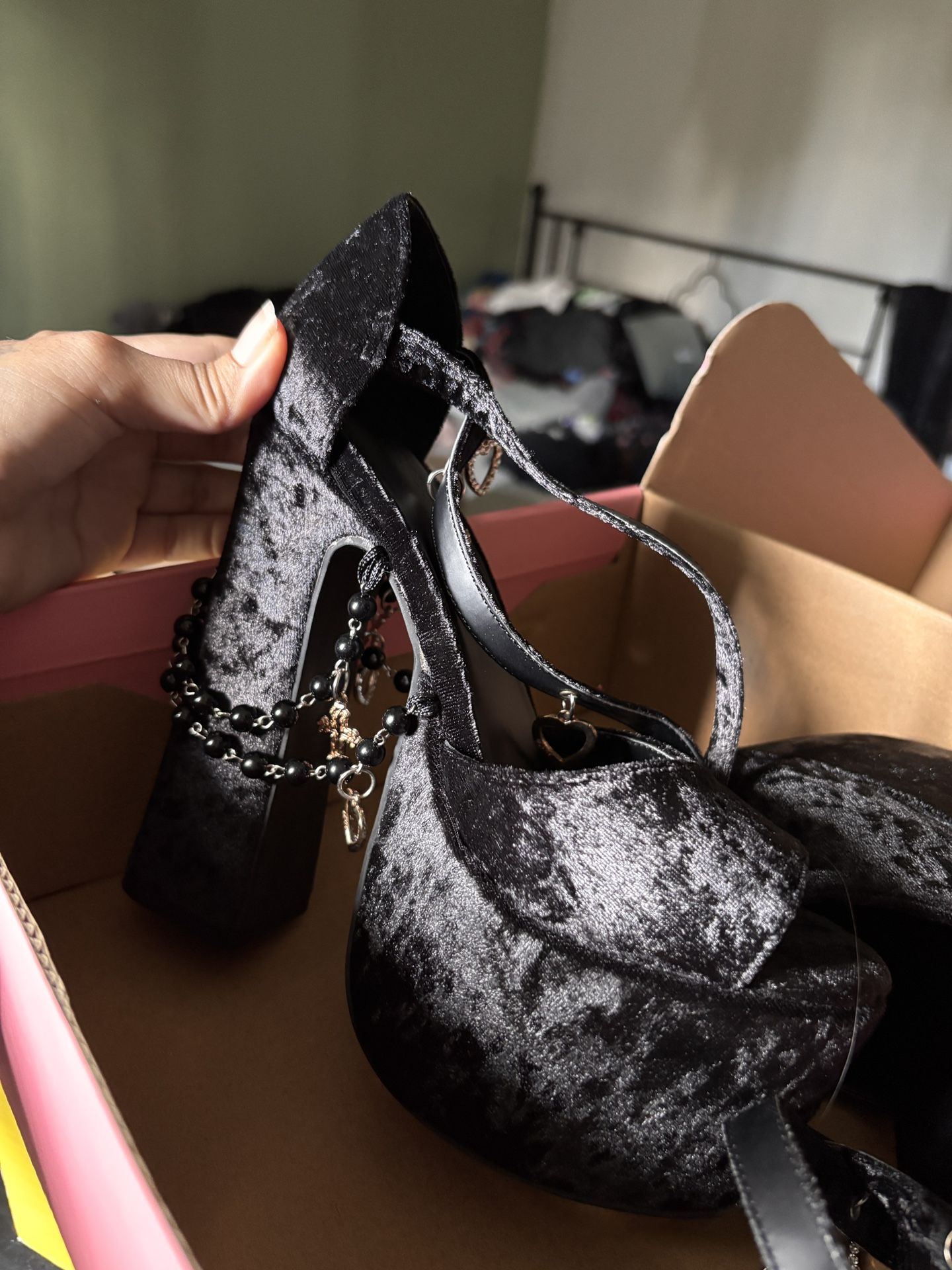 Sugar Thrillz Velvet Platform Heels