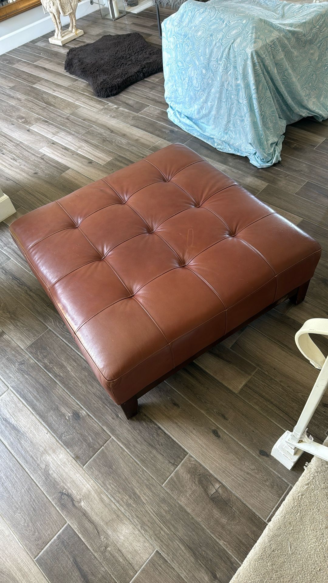 Large Leather Ottoman