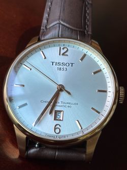 Tissot Chemin des Tourelles 42mm with upgraded hirsch strap and rose gold buckle