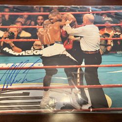Mike Tyson, 16 X 20 Signed Photo Of The Famous By Fight With Evander Holyfield