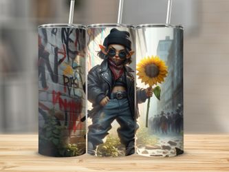 Bandana Gnome Sunflower 20 oz Skinny Stainless Steel Tumbler Handmade Gift