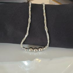 Silver Beaded Cocktail Necklace, New!
