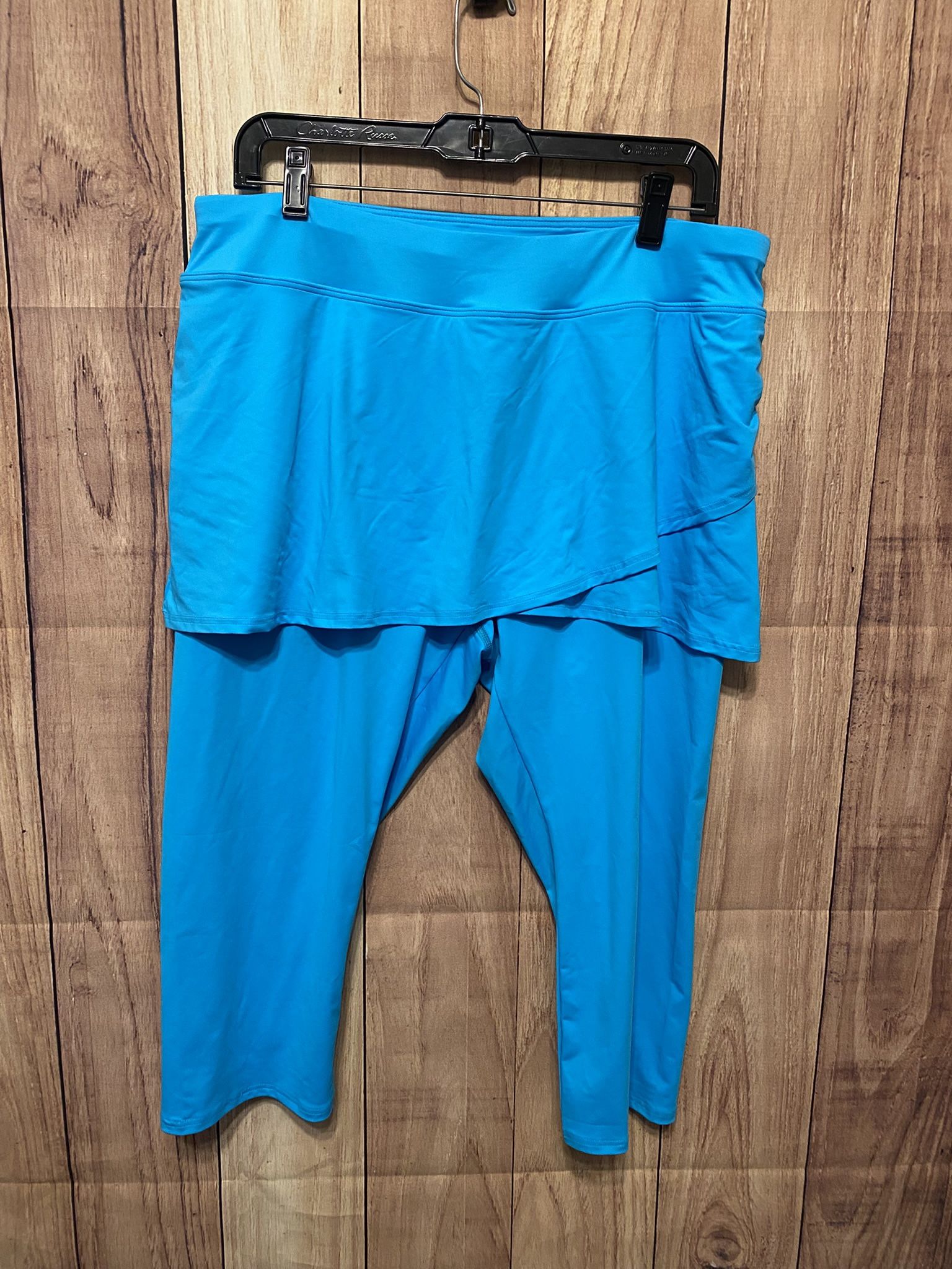 Lands End XL 18 Skort capris leggings swim bottoms Blue Modest high waisted