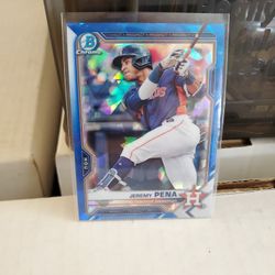 Jeremy Pena Blue Sapphire Cracked Ice Bowman Chrome Prospect Rookie Card 