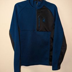 BLUE Spyder Men’s Gait Half Zip Jacket Men's Size Medium EUC Black Pockets 