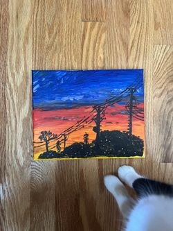 Hand Painted Acrylic Sunset Neighborhood 