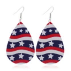 Red White And Blue Faux Leather Earrings 