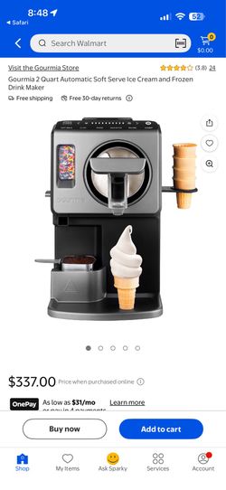 Gourmia 2 Quart Automatic Soft Serve Ice Cream and Frozen Drink Maker