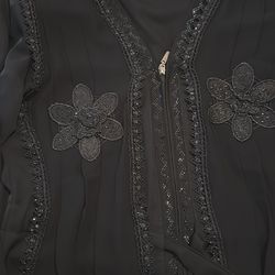 Black flower Abaya