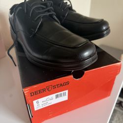 Deer Stags Sharp Oxford Dress Shoes Black Leather Square Toe Men's Size 6 M