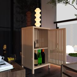 Bathroom Bamboo Storage Cabinet, Freestanding Floor Cabinet with Door and Shelf for Bathroom, Living Room, Bedroom, Hallway, Kitchen