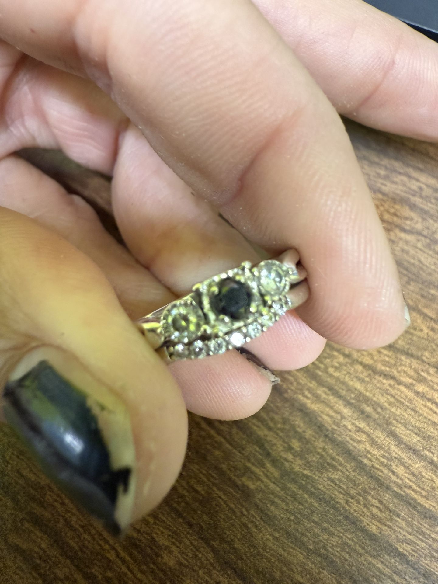 Bridal set with black diamond