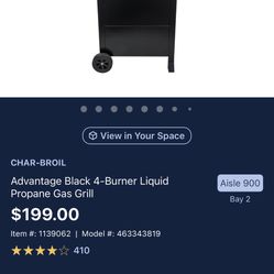 Brand New Chat-Broil Advantage 4- Burner Propane Liquid Gas Grill