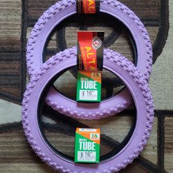 NEW Bicycle Bmx JR Tires 16" Solid Purple Knobby Pattern 