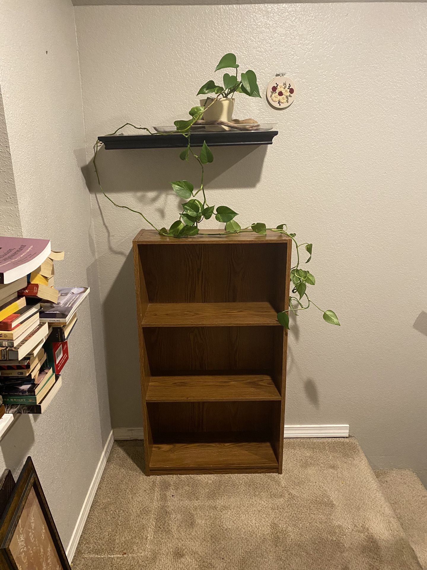 Bundle - Bookshelf, Plant, Floating Shelf, & Embroidered Flowers