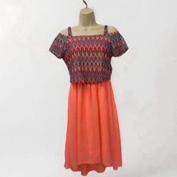 ✨New Girl Youth 16 XL Fluorescent Orange Bright Sun Dress Cutout Shoulder