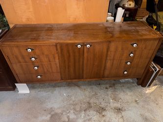 Mid-Century Wood Dresser with Ornate Knobs