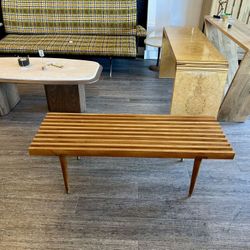 Variety Of MCM Wood Coffee Table / Mid Century Slatted Bench / Danish / Teak