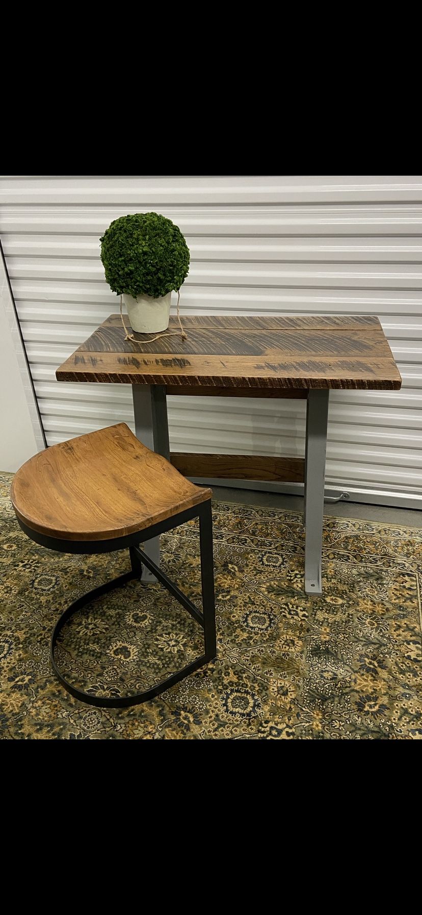 Heavy Custom Made Industrial Style Desk with Reclaimed Wood and New Chair