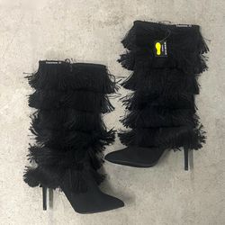 Black Heel Boots - 8