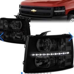 LA Zona Auto Parts 2 007 to 2013 Chevrolet Silverado Black Housing Clear Lense Headlights Luces Micas Calaveras 