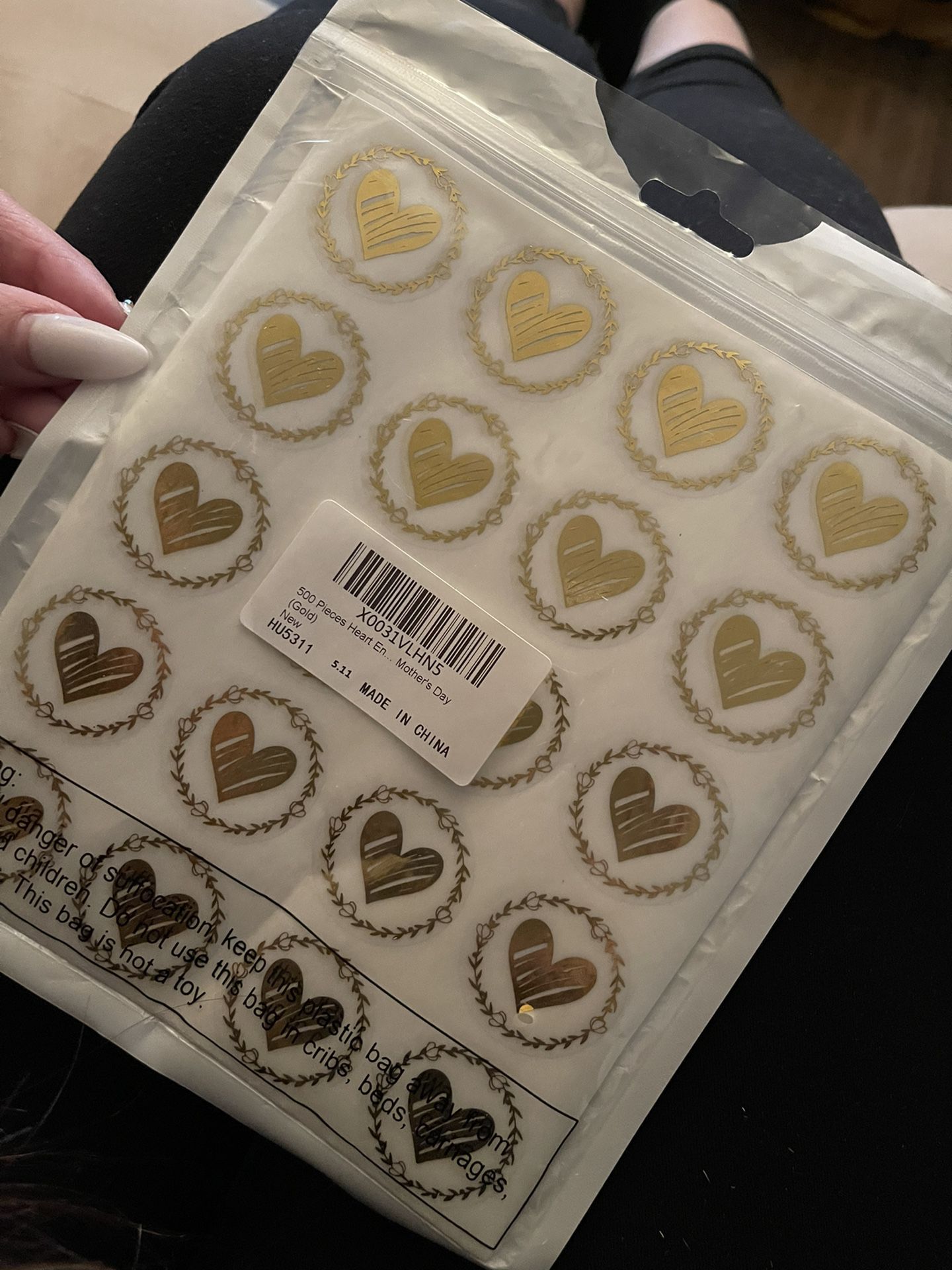 320+ Clear Gold Heart Stickers 