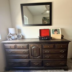 Wood Dresser with Vanity Mirror