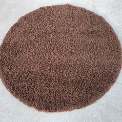 Round Brown Shag Area Rug (5’3”x5’3”)