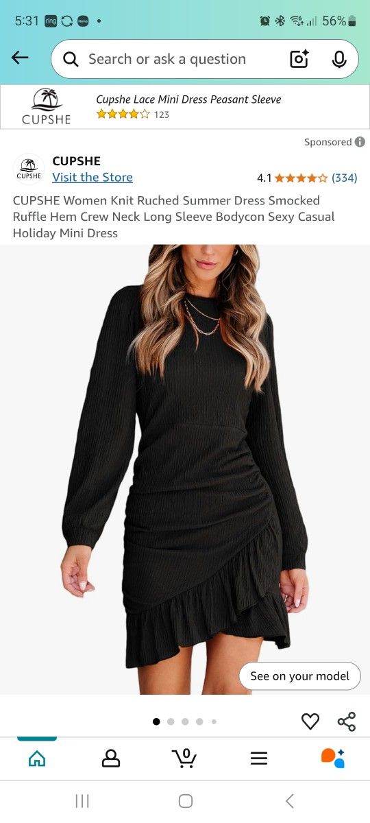 Cupshe Black Asymmetrical Ruched Dress