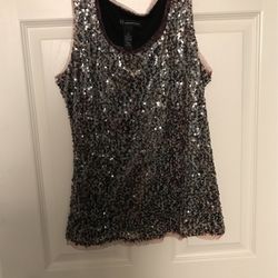 Dressy INC Tank Top Shimmering Silver Brown Size M