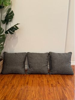 Set of 3 Dark Gray Throw Pillows – Decorative Accent Cushions