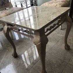 Marble Top Wood Side Table