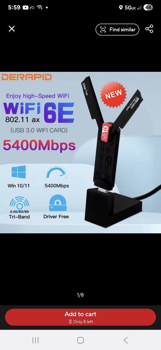 WiFi6E AX5400 USB 3.0 Wireless Adapter 2.4GHz/ 5GHz/6GHz Wi-Fi Booster With High Gain Antenne For PC/Laptop Win10/11 Driver Free