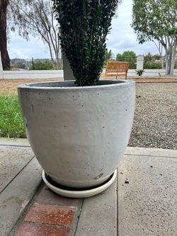 3 Large White Ceramic Pots