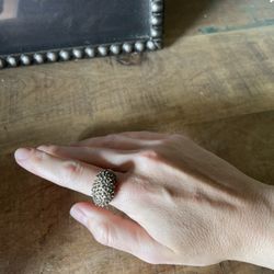Vintage Silver Nugget Statement Ring Adjustable Size 7