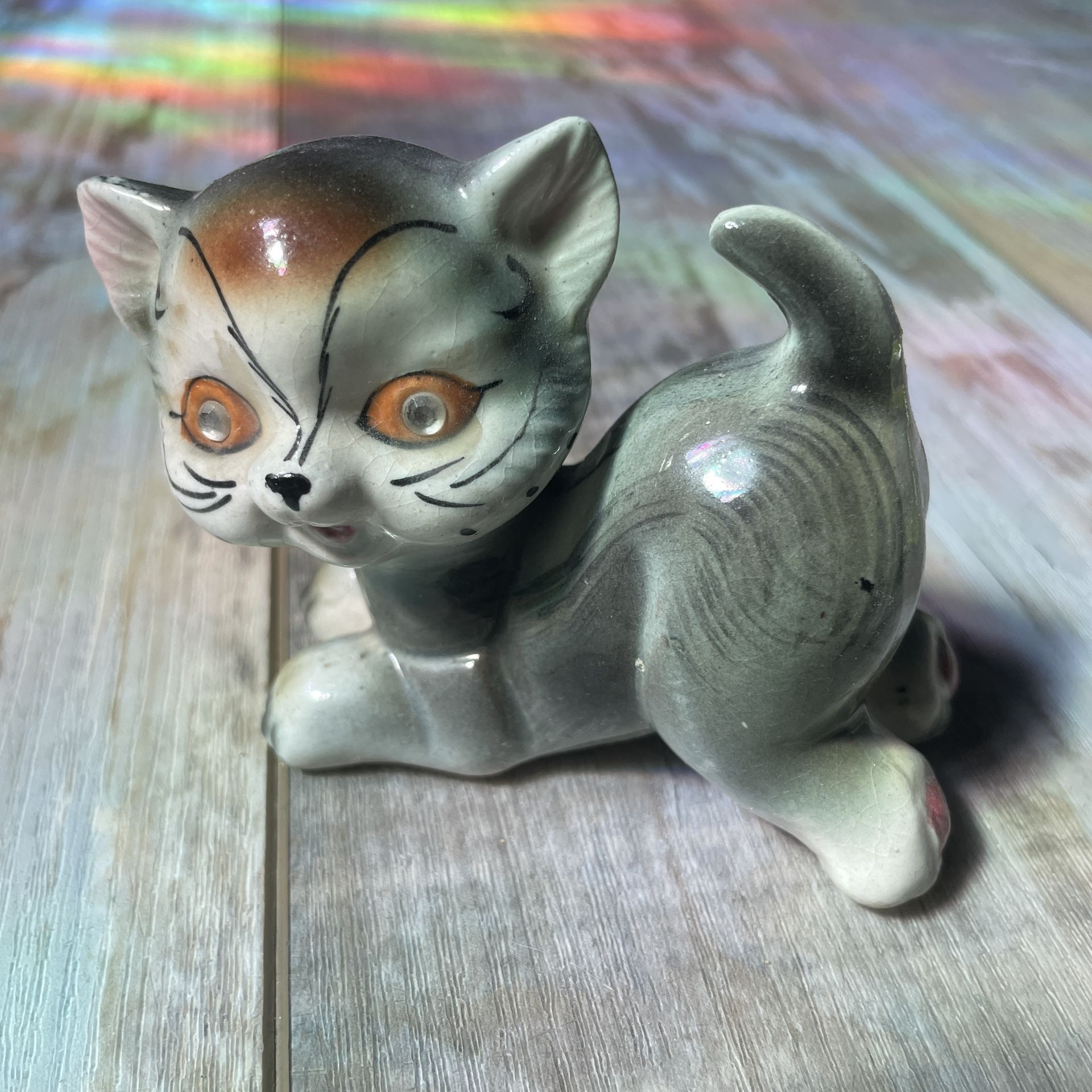 Antique Ceramic Cat Doll With Unique Eyes